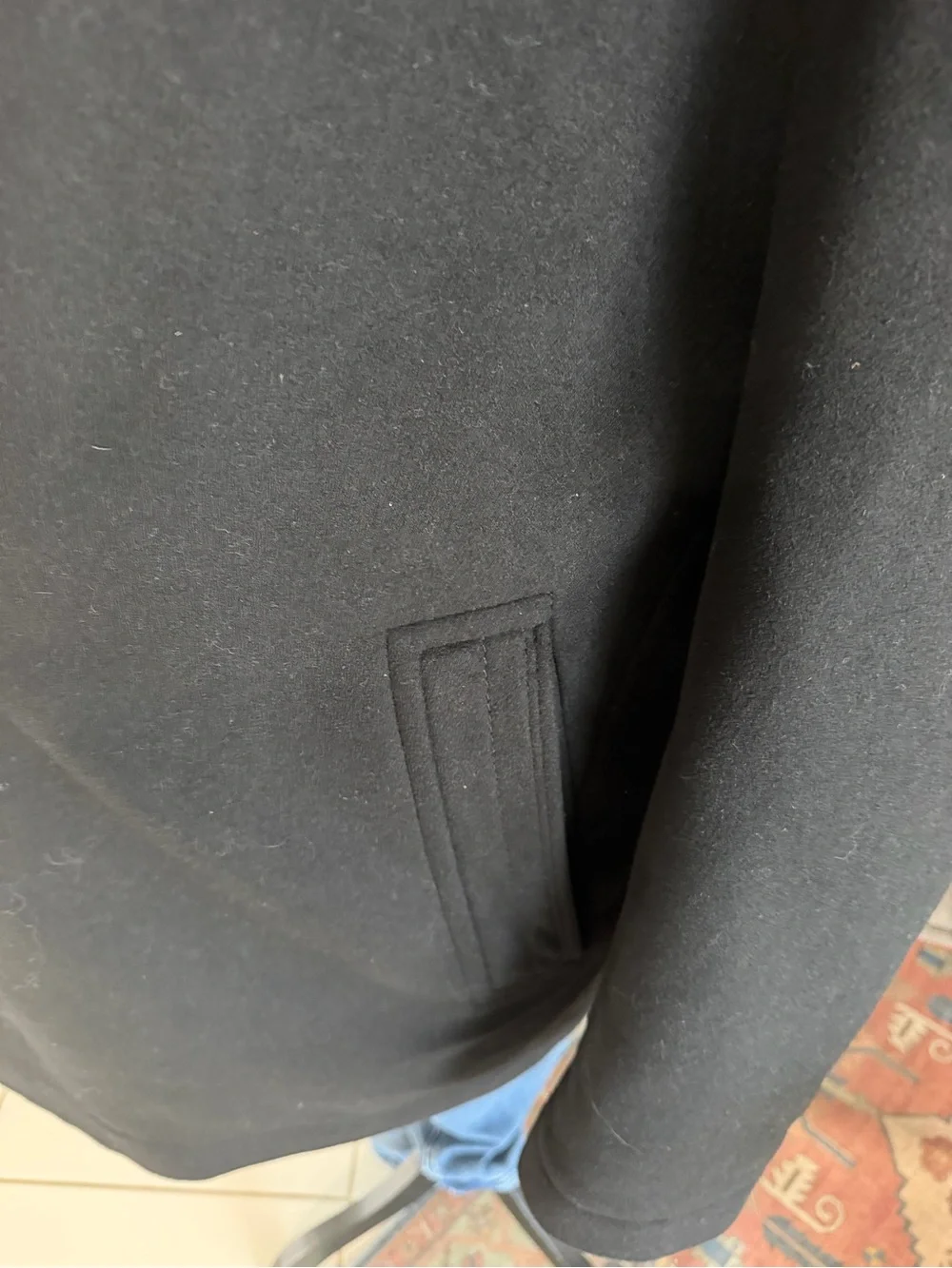 Hugo Boss Men Wool Cashmere Jacket Black Coat Size 46R Overcoat Button Front